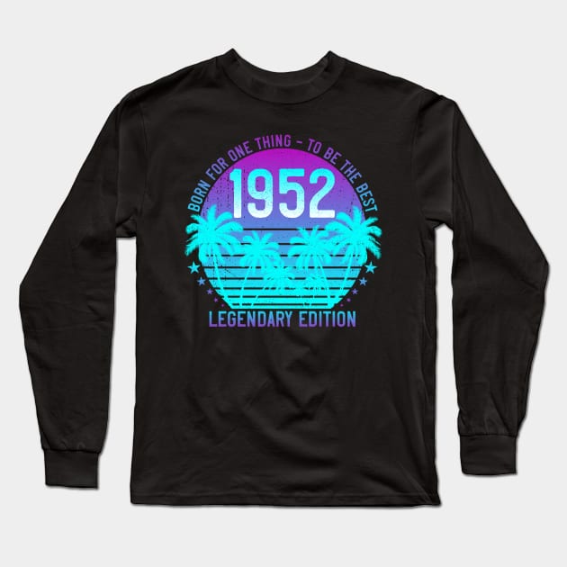 Born in 1952 Vintage 69th Birthday Aesthetic Sunset Palm Long Sleeve T-Shirt by ZNOVANNA